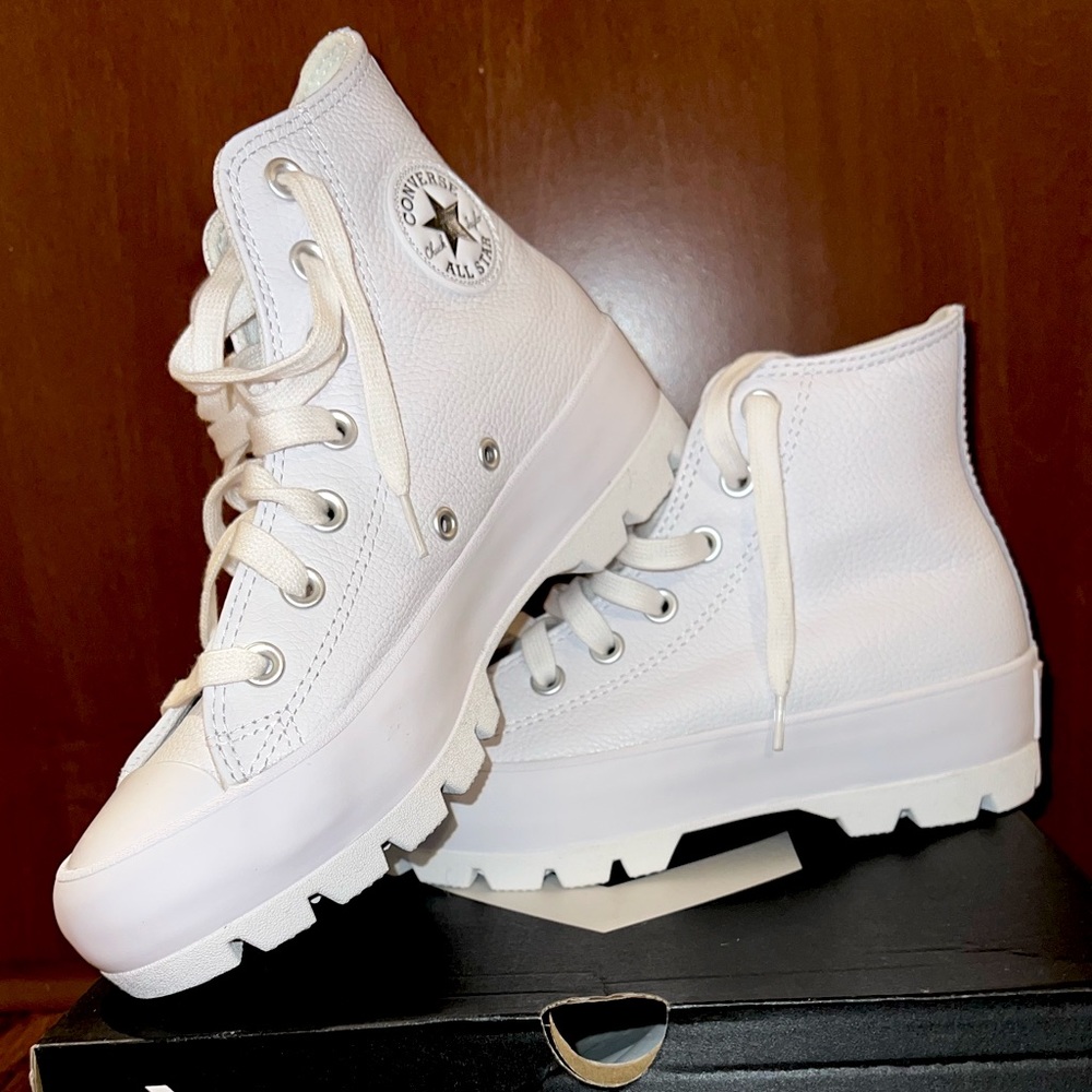 White Lugged Leather Converse